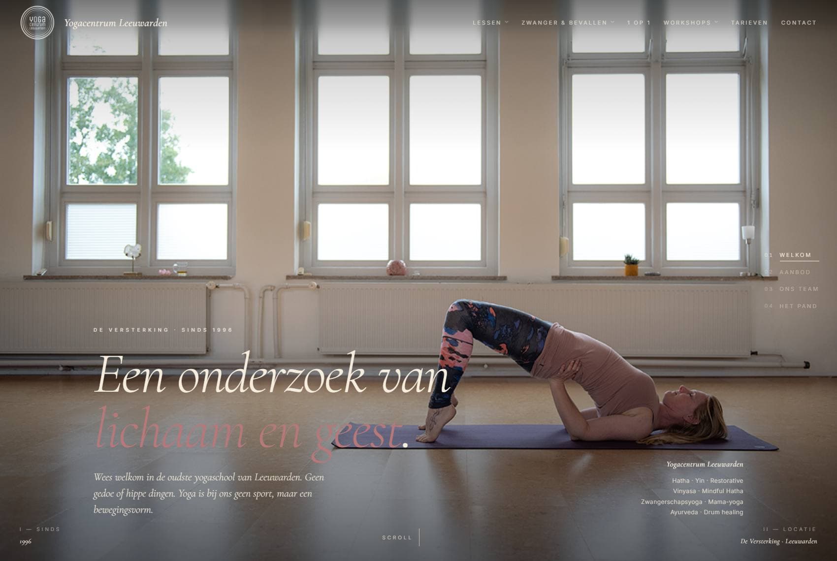 Homepage van Yogacentrum Leeuwarden